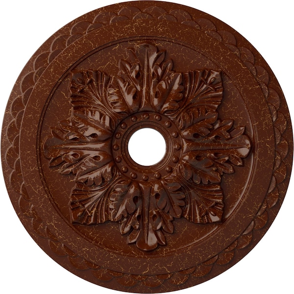 Ekena Millwork Bordeaux Deluxe Medallion (Canopies up to 4"), 23 5/8"OD x 3"ID x 2"P, Burnished Mahogany Crackle CM23BOBMC - main